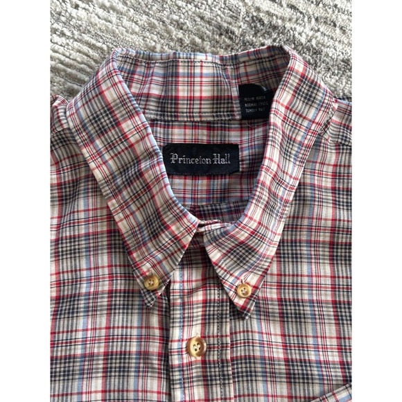 Princeton Hall Other - Princeton Hall Shirt Mens Large Red Plaid Long Sleeve Collar Casual Button Down